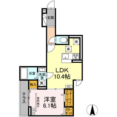 D PAINA 中野島II(1LDK/1階)の間取り写真