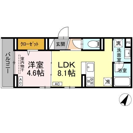 フラクタス南林間(1LDK/2階)の間取り写真