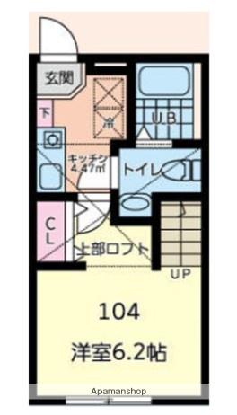サザンコート相模大野(1K/1階)の間取り写真