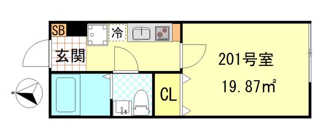 CFジオーレ大師駅前(1K/2階)の間取り写真