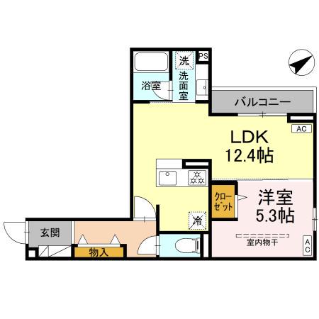 アルスフィルド相模原(1LDK/3階)の間取り写真