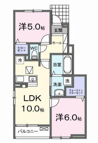 エスペリア(2LDK/1階)の間取り写真