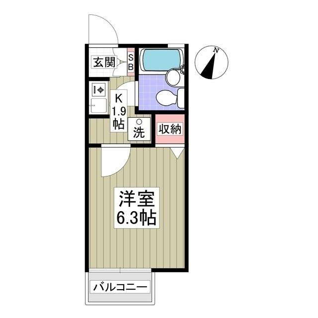 大道坂ハイツ(1K/2階)の間取り写真