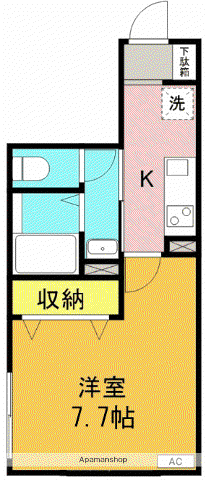 FARBE本厚木(1K/3階)の間取り写真