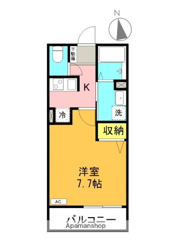 FARBE本厚木(1K/1階)の間取り写真