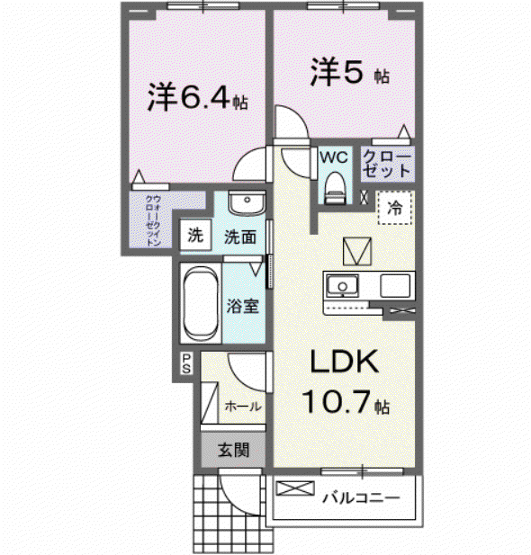サン ファミーユⅡ(2LDK/1階)の間取り写真