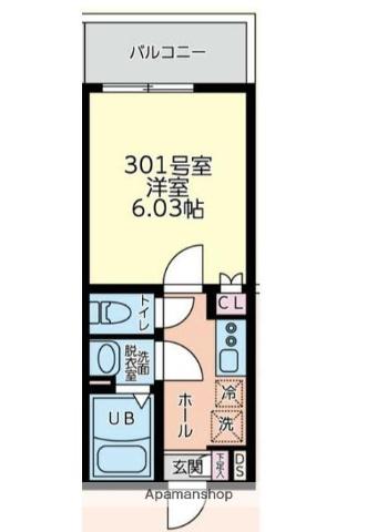 フルセイル中山Ⅱ(1K/3階)の間取り写真