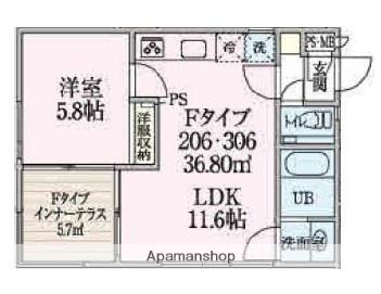 BRANCHプラス(1LDK/3階)の間取り写真