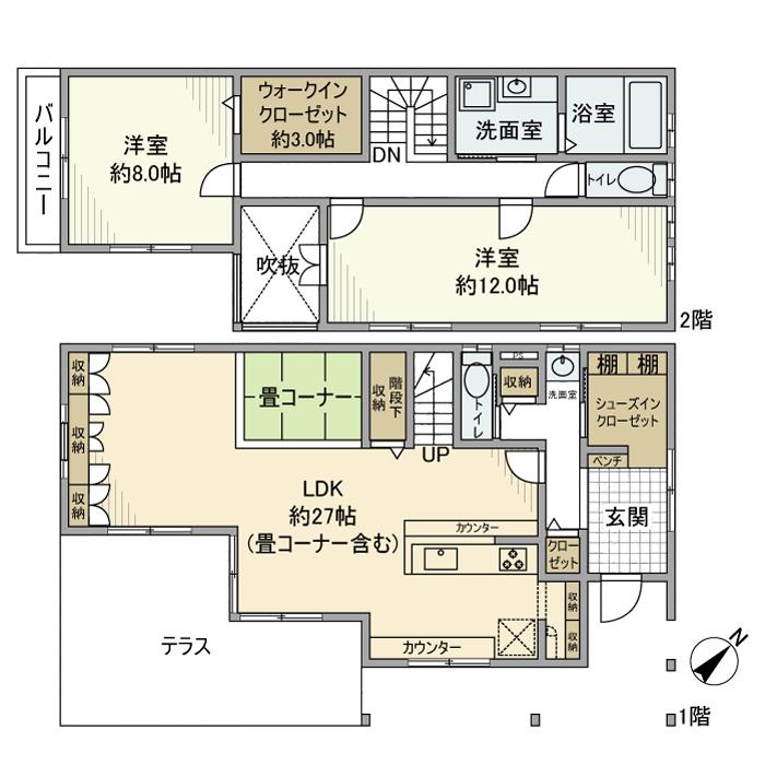 横浜市グリーンＬ 川和町駅 徒歩10分 2階建 築12年(2LDK)の間取り写真
