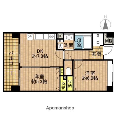 ピエス綱島(2DK/5階)の間取り写真