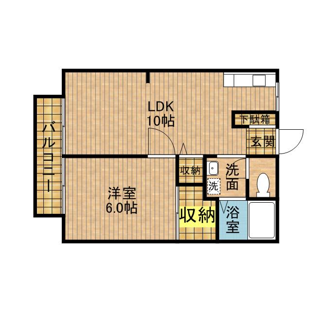 柴田ガーデンハイツG棟(1LDK/1階)の間取り写真