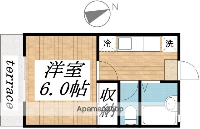 ハイツバンブーⅡ(1K/1階)の間取り写真