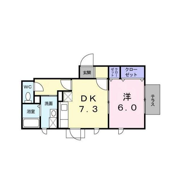 アヴニール77 A棟(1DK/1階)の間取り写真