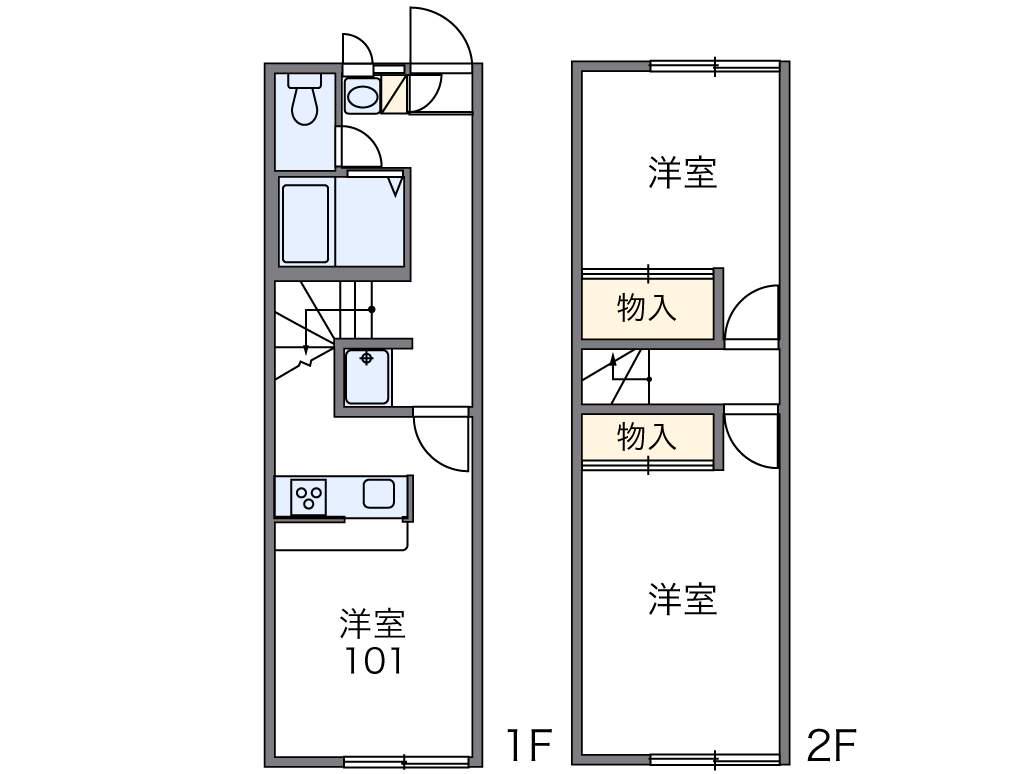 レオパレスさがみ(2DK/1階)の間取り写真