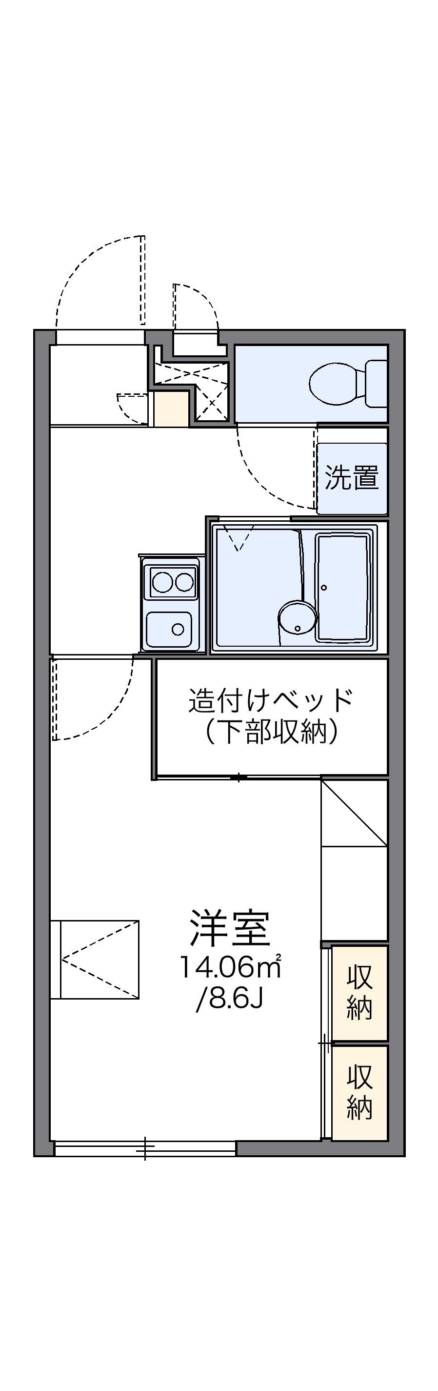 レオパレスフリーダム南金目Ⅲ(1K/1階)の間取り写真