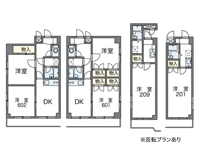 レオパレスサザンクロスプラザ(1K/2階)の間取り写真