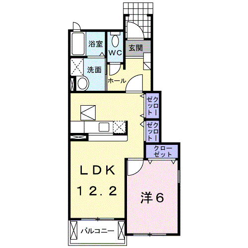 メルヴェーユⅠ(1LDK/1階)の間取り写真