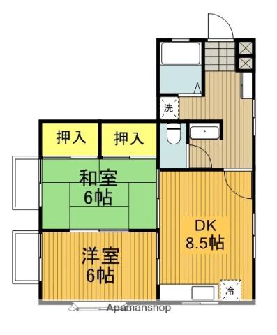 ハイツ紅梅Ⅱ(2DK/1階)の間取り写真