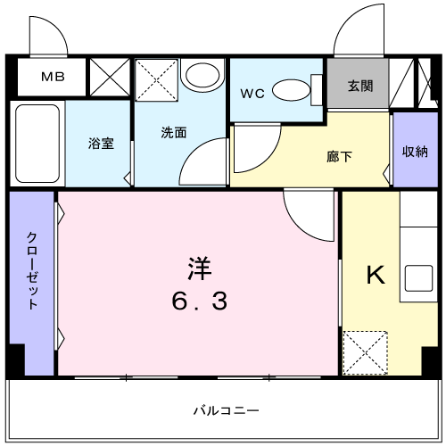 LONG HOUSEⅡ(1K/4階)の間取り写真