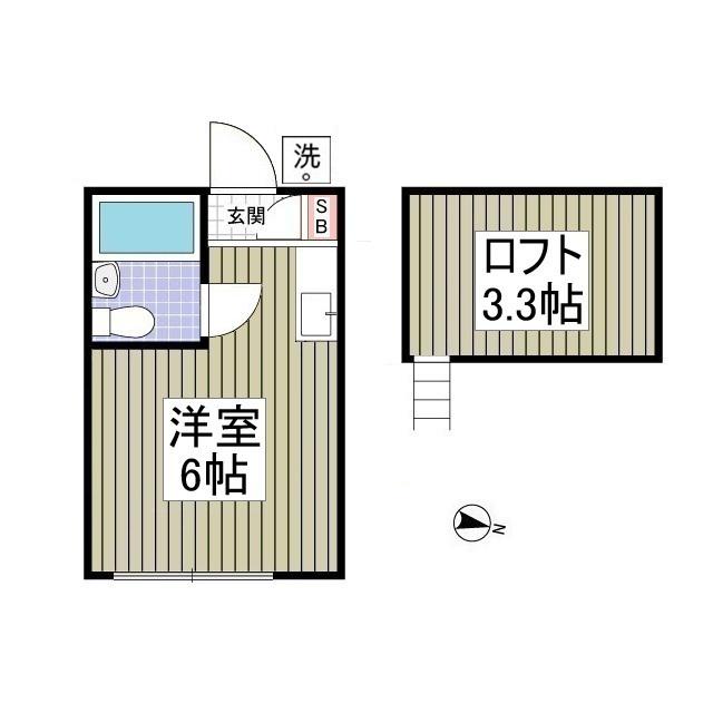 スマイルハウス第6(ワンルーム/1階)の間取り写真