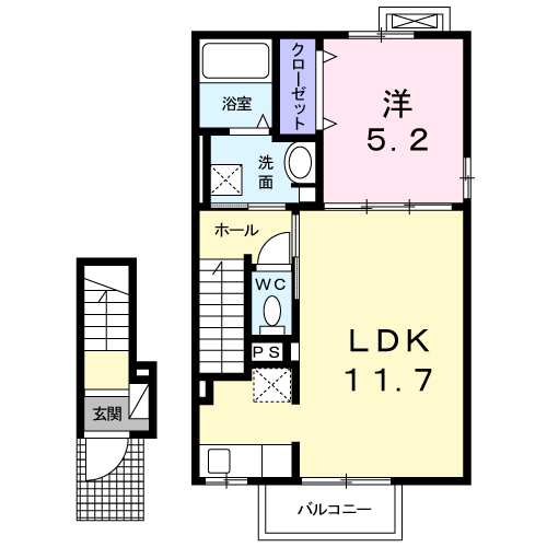 グルージャ Ⅱ(1LDK/2階)の間取り写真