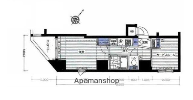 フェニックス横濱関内(2K/6階)の間取り写真