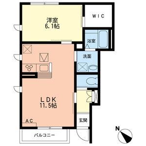 ソルジェンテ(1LDK/1階)の間取り写真