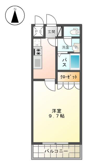 プランドール YS Ⅱ(1K/2階)の間取り写真
