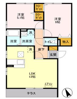 セゾン ボナール(2LDK/1階)の間取り写真