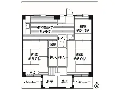 ビレッジハウス鎌倉2号棟(3DK/2階)の間取り写真
