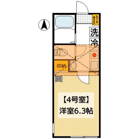 グラッサ花の木(1K/2階)の間取り写真