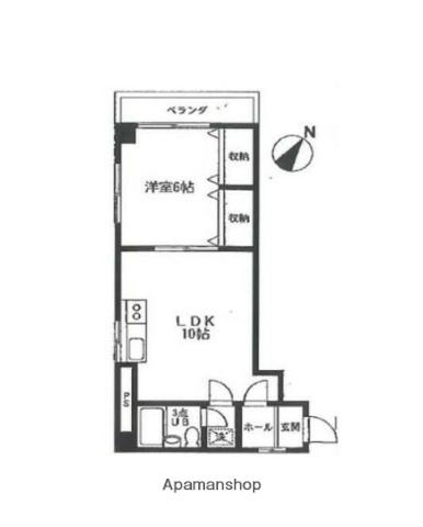 ランドフォレスト横浜蒔田(ワンルーム/2階)の間取り写真