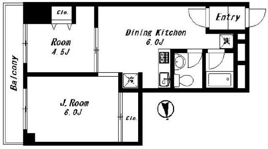 第一大黒ビル(2DK/4階)の間取り写真