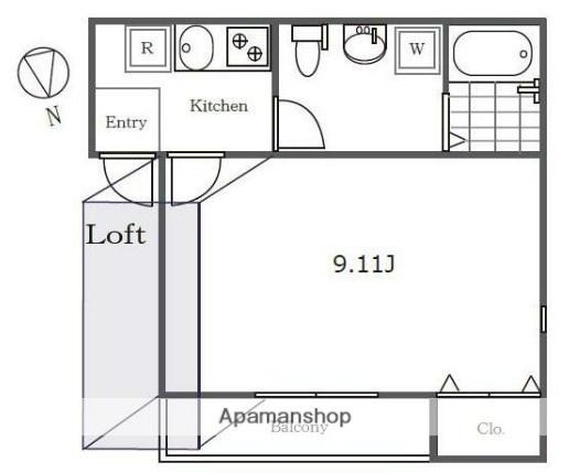 プリモヴィータ(1K/3階)の間取り写真