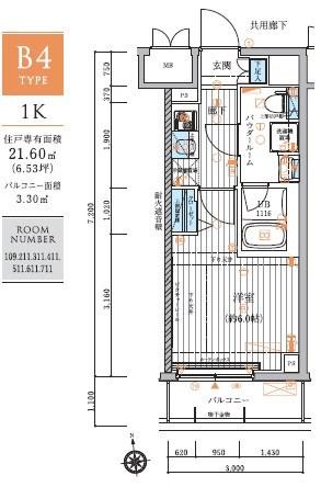 メインステージ元住吉 5階階 間取り