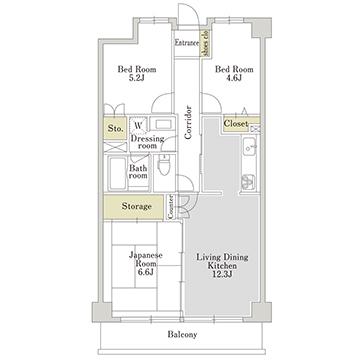 アーバンパーク三ツ池公園 S棟(3LDK/4階)の間取り写真