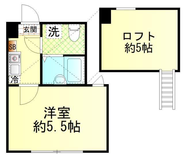 ラ・カーサ・ギブリ(1K/2階)の間取り写真