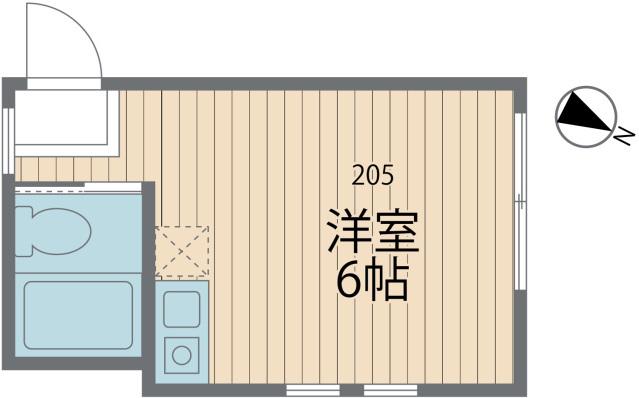 ユナイト井土ヶ谷サンディアゴの杜(ワンルーム/2階)の間取り写真