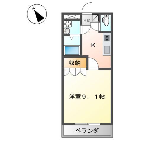 サニーヒルズ M(1K/2階)の間取り写真