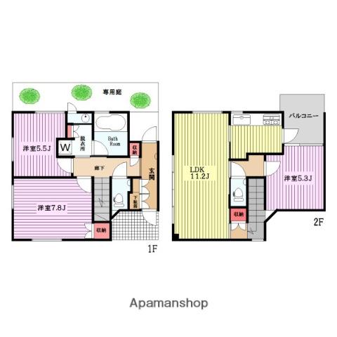 コルティーレＮＡＫＡＧＡＷＡ(3LDK)の間取り写真