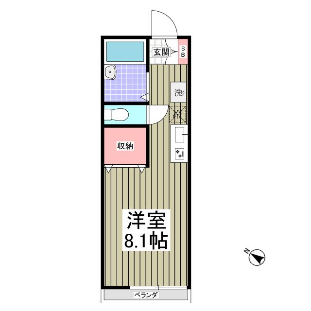 エクセレント三ツ沢B(ワンルーム/1階)の間取り写真