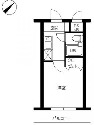 スカイコート宮崎台第4(1K/2階)の間取り写真