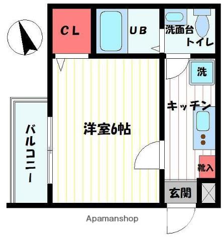 ソリッド保土ヶ谷壱番館(1K/2階)の間取り写真