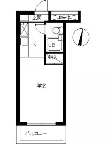 スカイコート宮崎台第2(1K/1階)の間取り写真