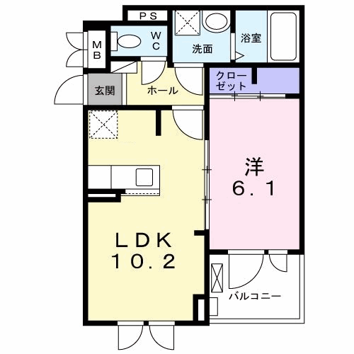 カレント(1LDK/3階)の間取り写真