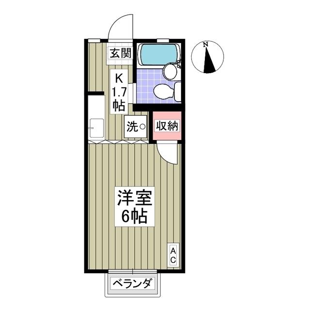 コーポゆりⅡ(1K/2階)の間取り写真