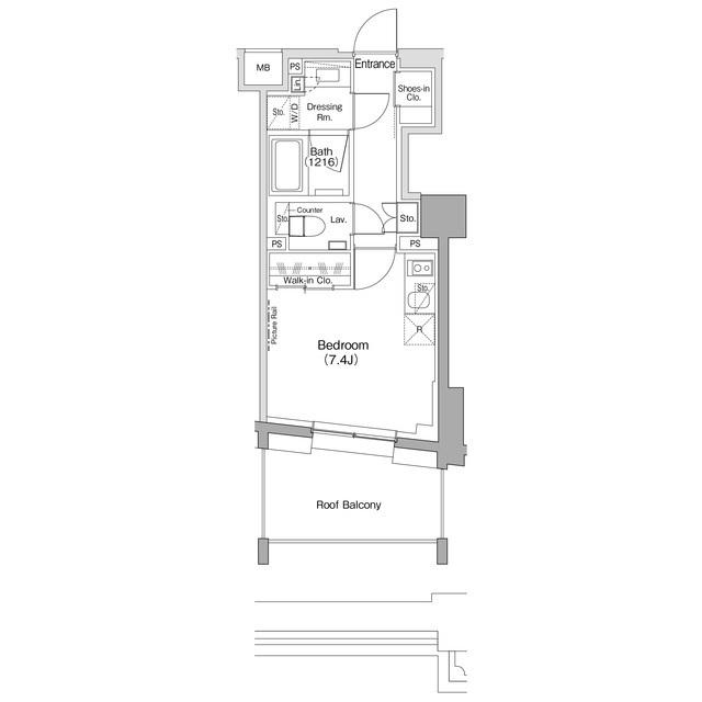 東急目黒線 不動前駅 徒歩6分 7階建 築4年(ワンルーム/5階)の間取り写真
