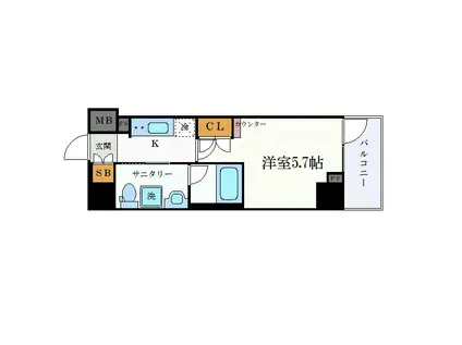 クレヴィスタ横浜関内(1K/3階)の間取り写真