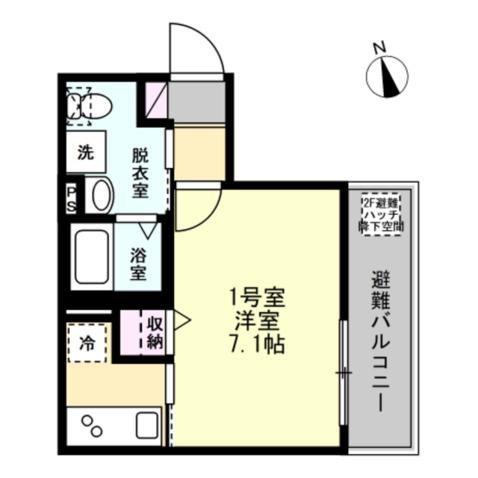 ベイルーム横須賀フローレンス(1K/2階)の間取り写真