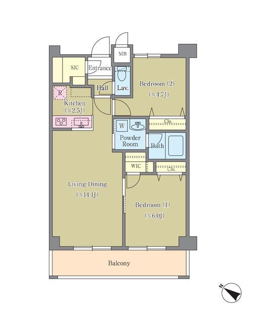 フェリシア宮崎台(2LDK/2階)の間取り写真